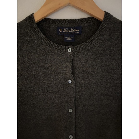 Brooks Brothers Womens Cardigan Sweater Green 100% Merino Wool Old Money Chic M - Picture 2 of 7